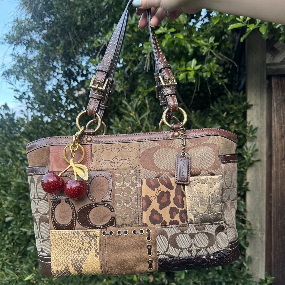 Coach Brown Patchwork Tote Bag - image 1